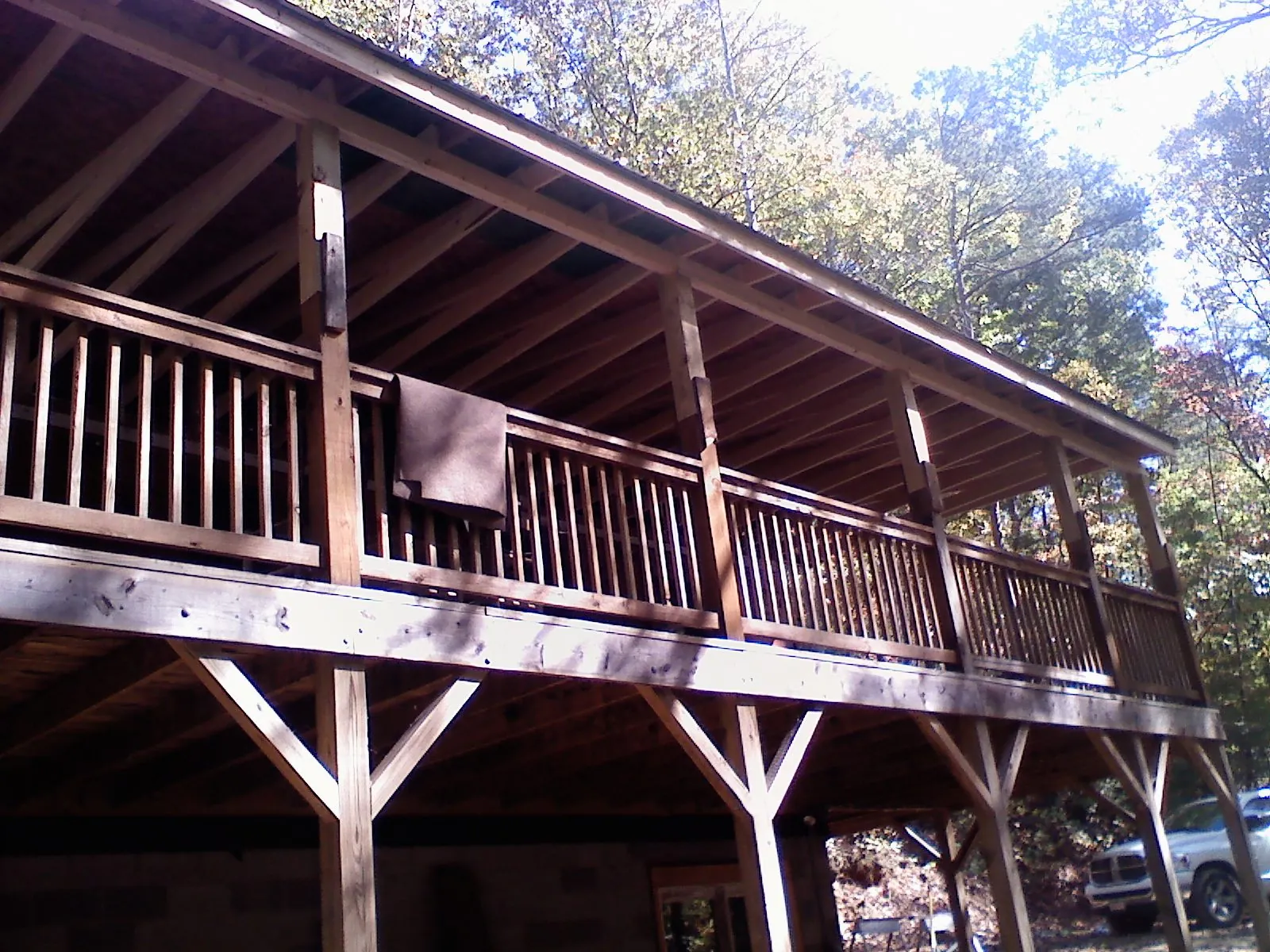 Timber framing under a new elevated porch and deck — Roof Leak Repair in Belvue by Roofing Brothers